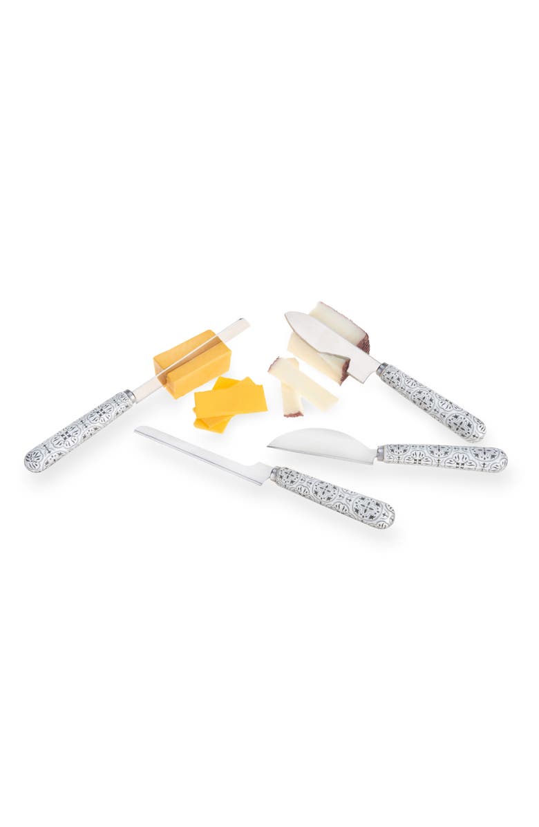 TWINE Tiles Cheese Knife Set of 4, Alternate, color, White