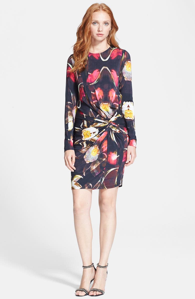 Ted Baker London 'Talala' Petal Print Gathered Stretch Sheath Dress, Main, color,