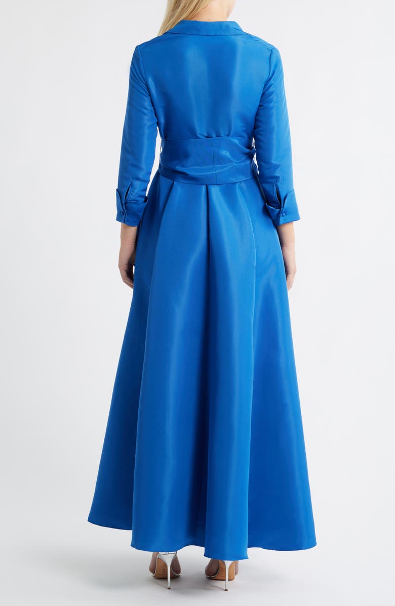 Betsy & Adam Long Sleeve Taffeta Gown, Alternate, color, Ocean