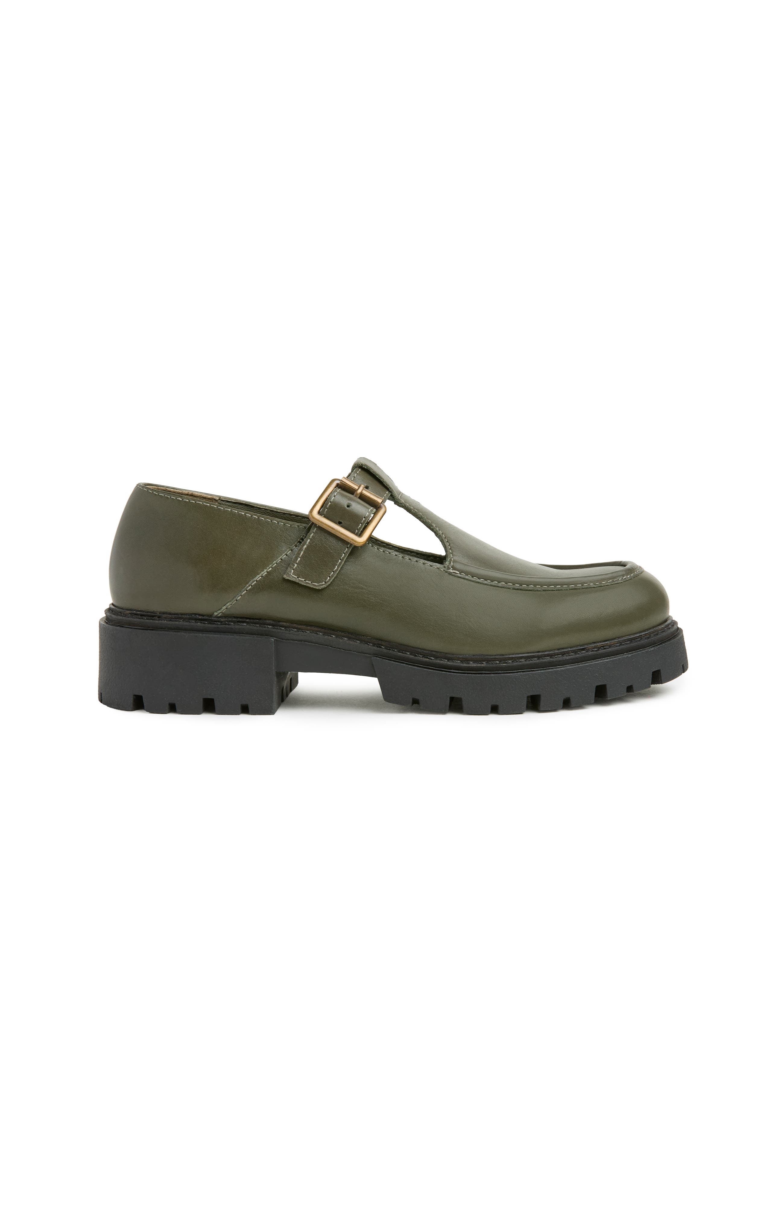 Celtic & Co. Chunky T Bar Loafer, Main, color, Olive