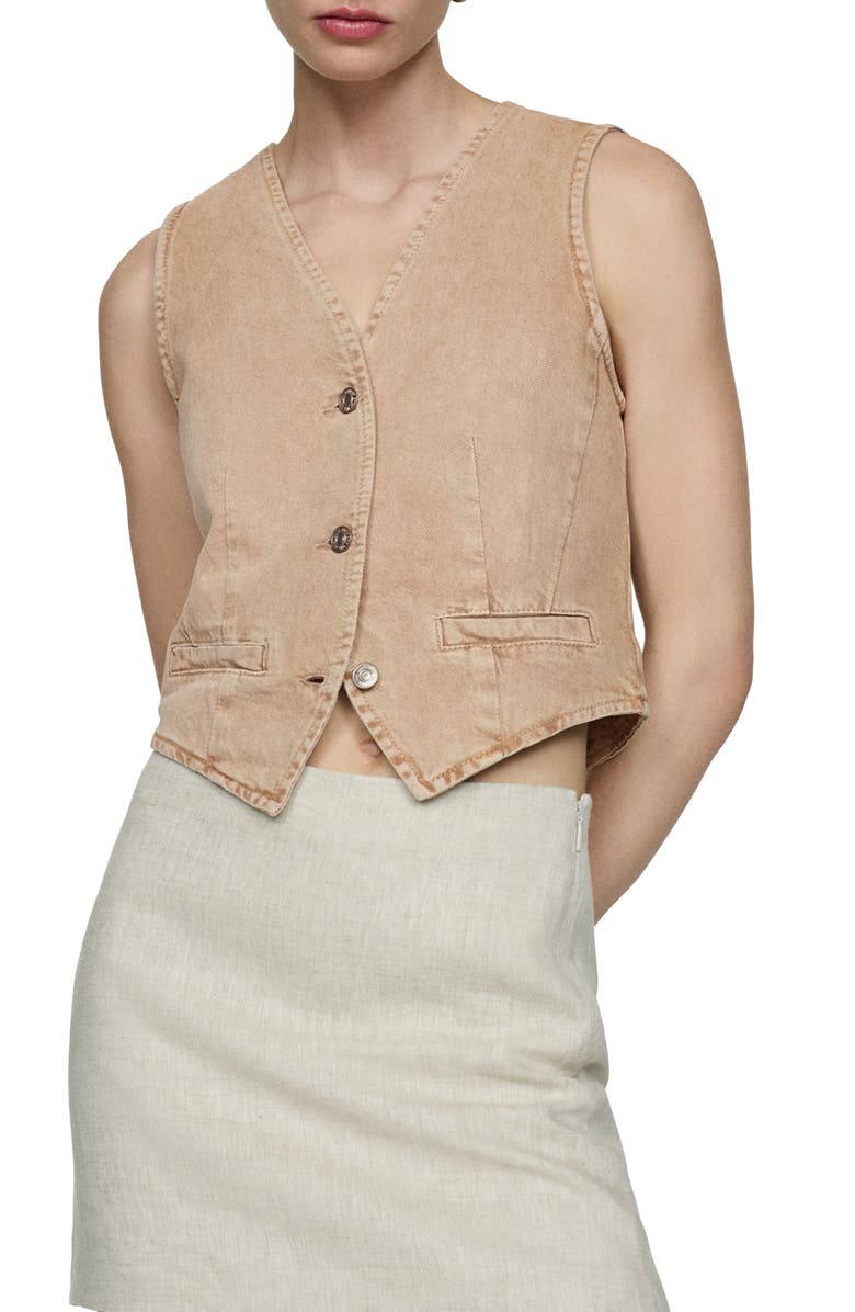 MANGO Denim Vest, Main, color, 