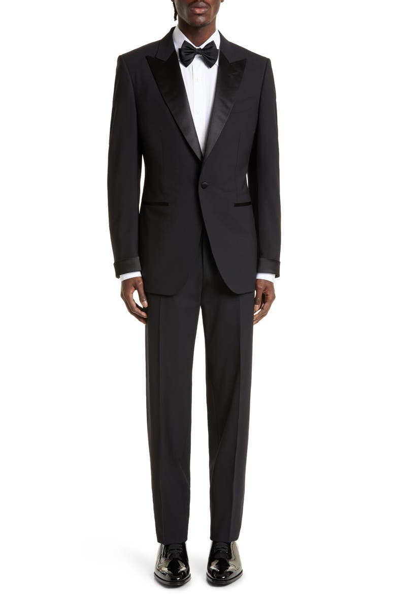 O'Connor Stretch Wool Tuxedo, Main, color, BLACK