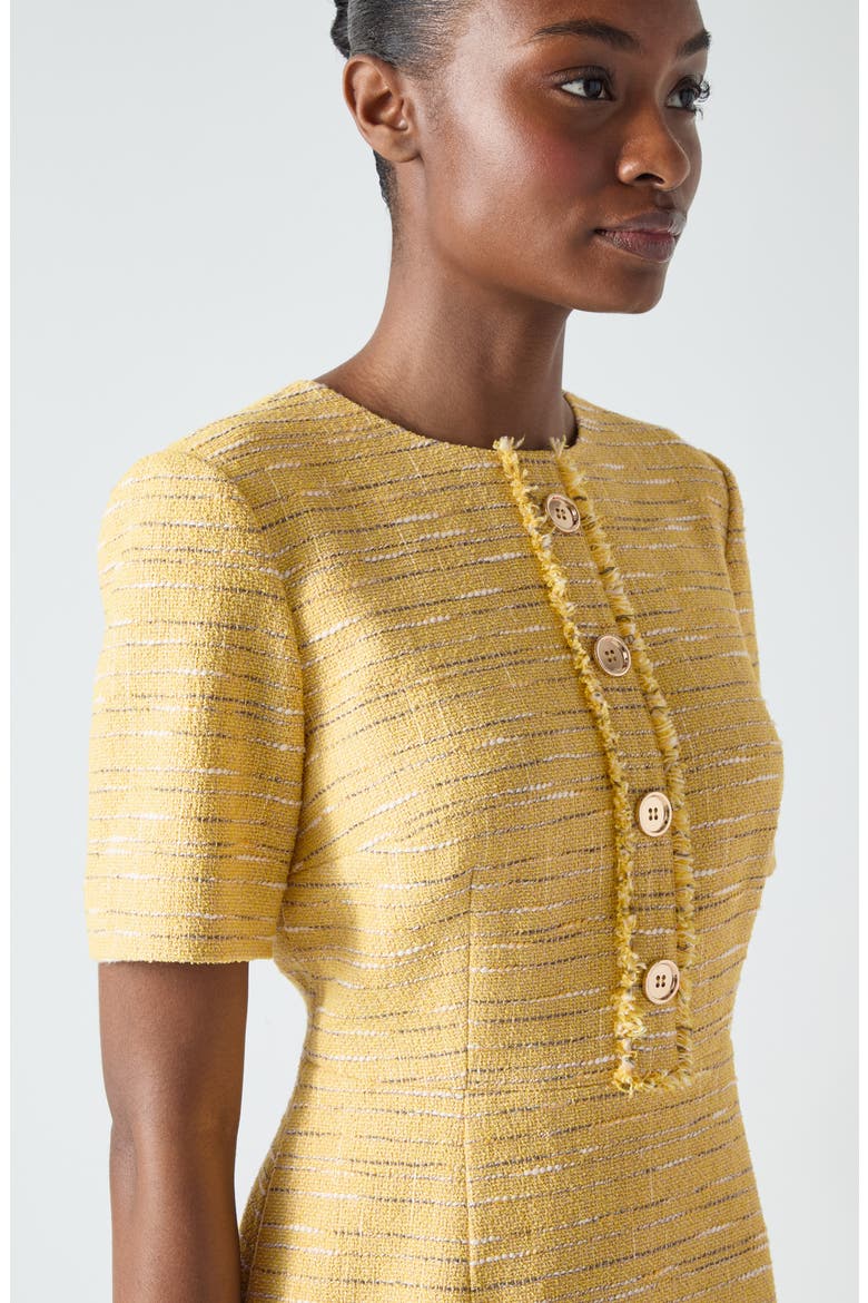 Varley Short Sleeve Tweed Shift Dress, Alternate, color, YELLOW