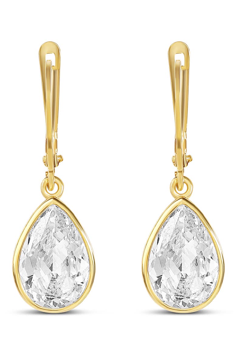 Classic Bezel Pear Drop Earrings, Main, color, GOLD