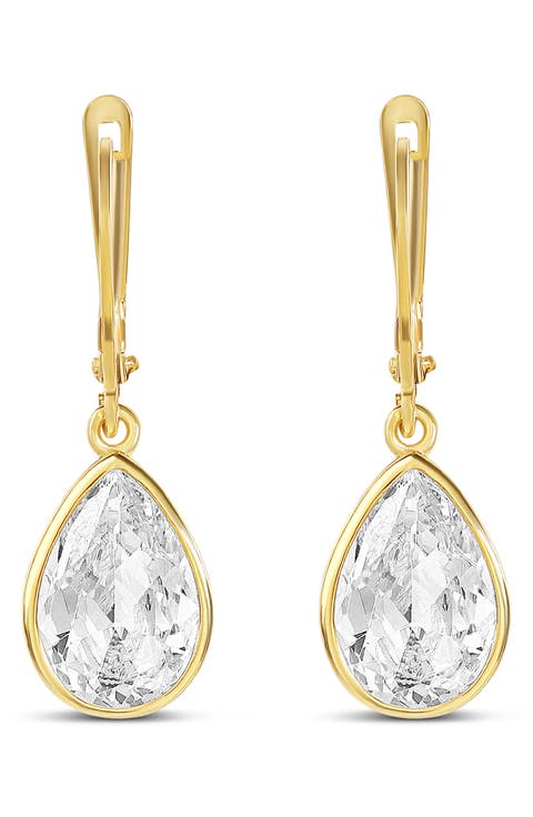 Classic Bezel Pear Drop Earrings
