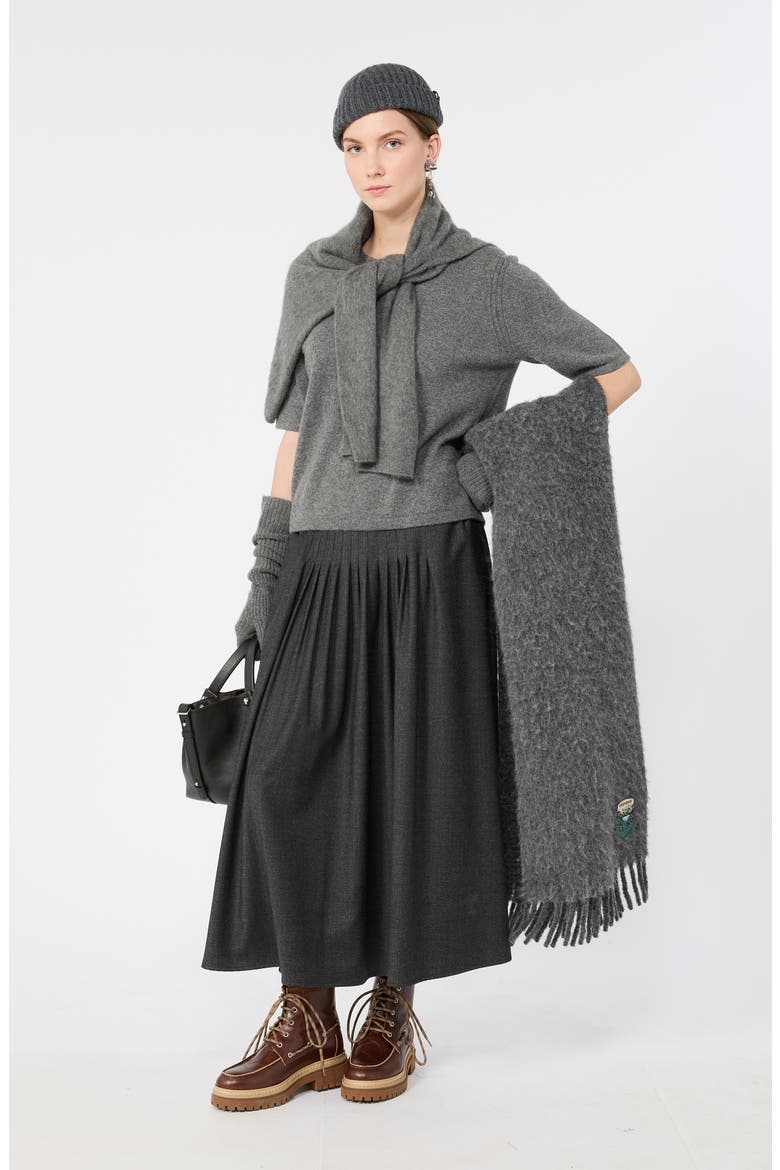Stretch Wool Midi Skirt, Alternate, color, DARK GREY