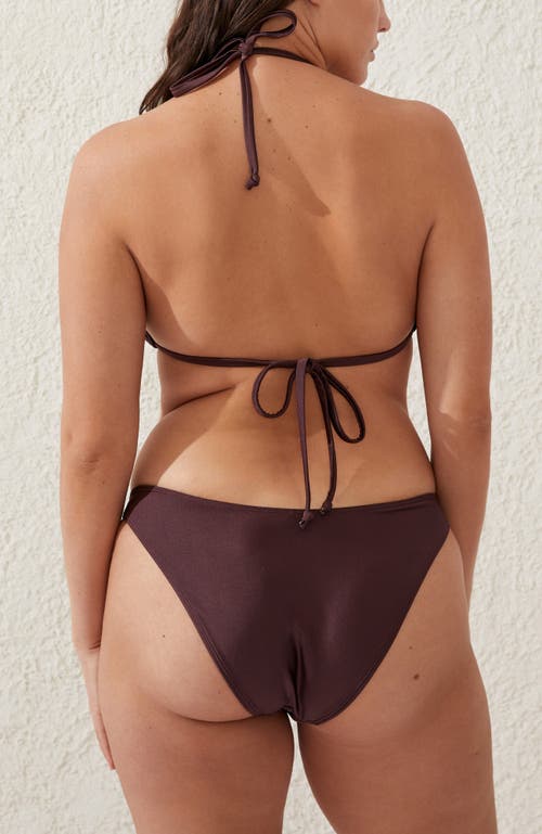 Cotton On Body Refined High Side Brazilian Bikini Bottom In Willow Brown Shimmer