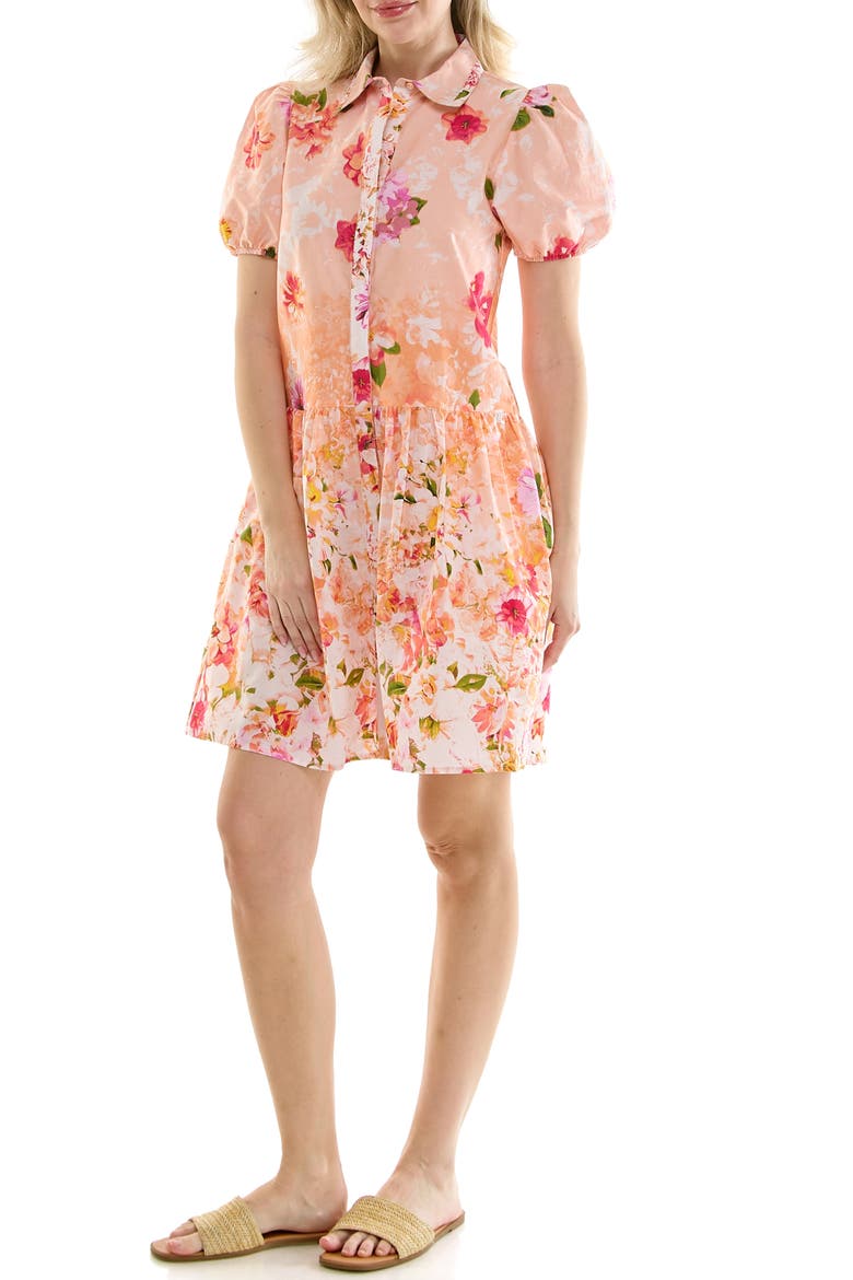 Puff Sleeve Shirtdress, Alternate, color, FLORAL PEACH