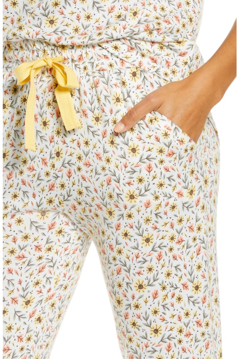 Crew Jogger Pajamas, Alternate, color, SUNFLOWER DITSY WHITE SD