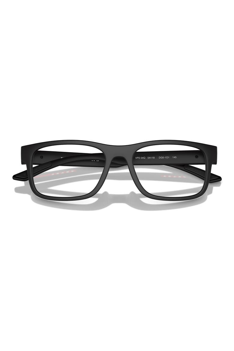 54mm Rectangular Optical Glasses, Alternate, color, BLACK RUBBER