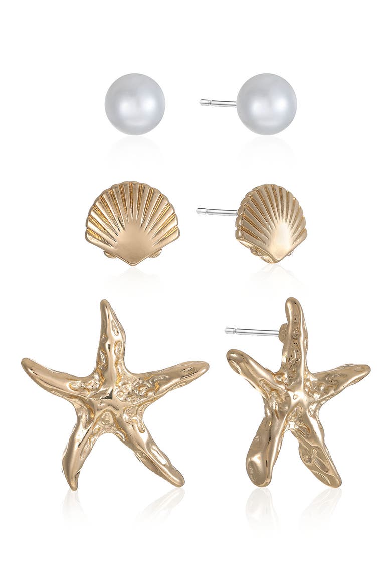Oceanic Set of 3 Stud Earrings, Main, color, GOLD