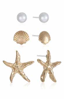 Oceanic Set of 3 Stud Earrings