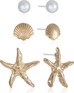Ettika Oceanic Set of 3 Stud Earrings