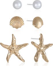 Ettika Oceanic Set of 3 Stud Earrings