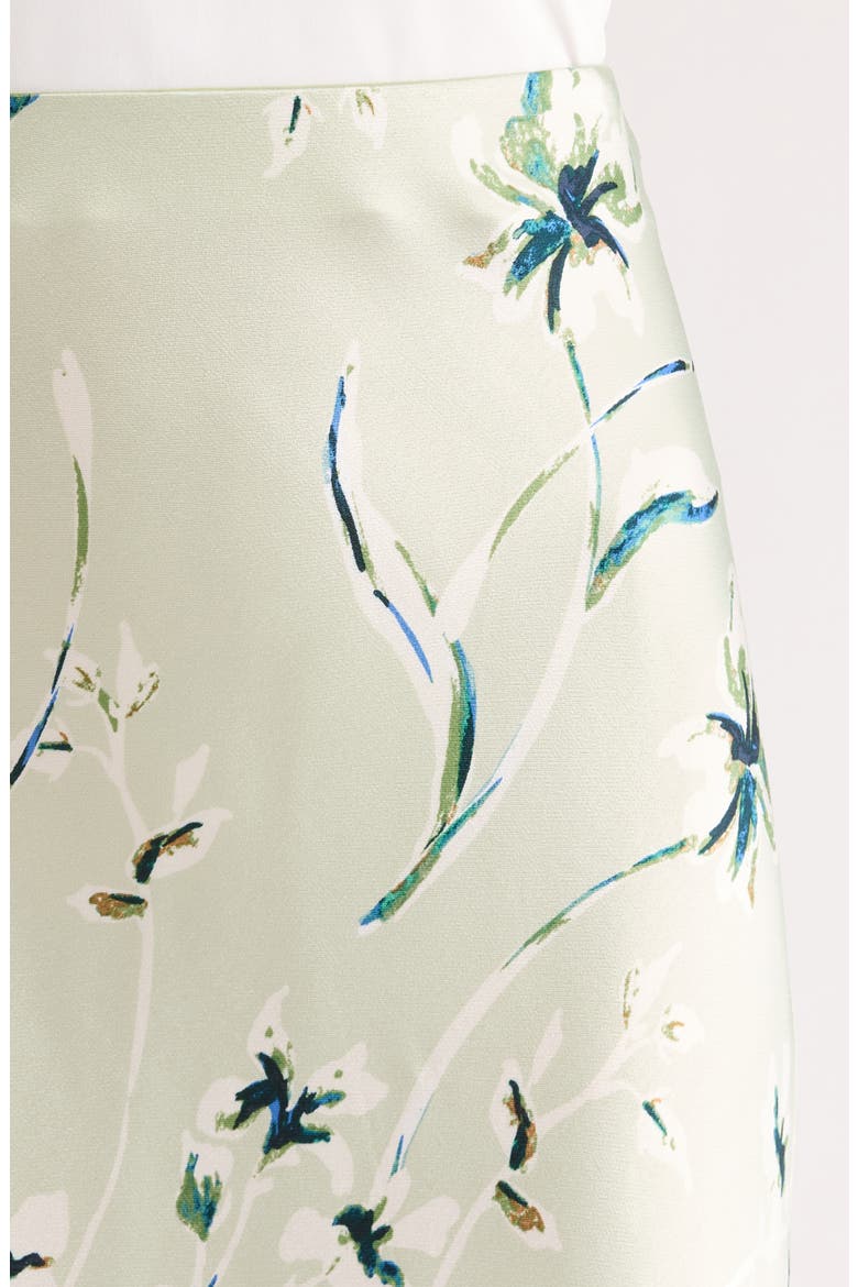 Anya Floral Satin Midi Skirt, Alternate, color, MINT LINNEA