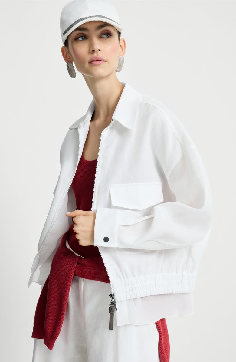 Brunello Cucinelli Cotton outerwear jacket, Alternate, color, White