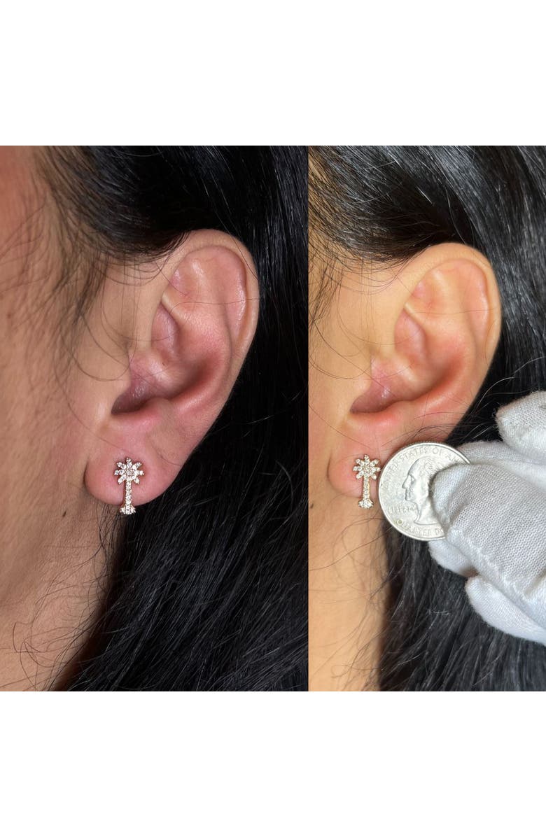 Haus of Brilliance 10K Rose Gold 1/4 Ct Diamond Palm Tree Stud Earrings, Alternate, color, Pink