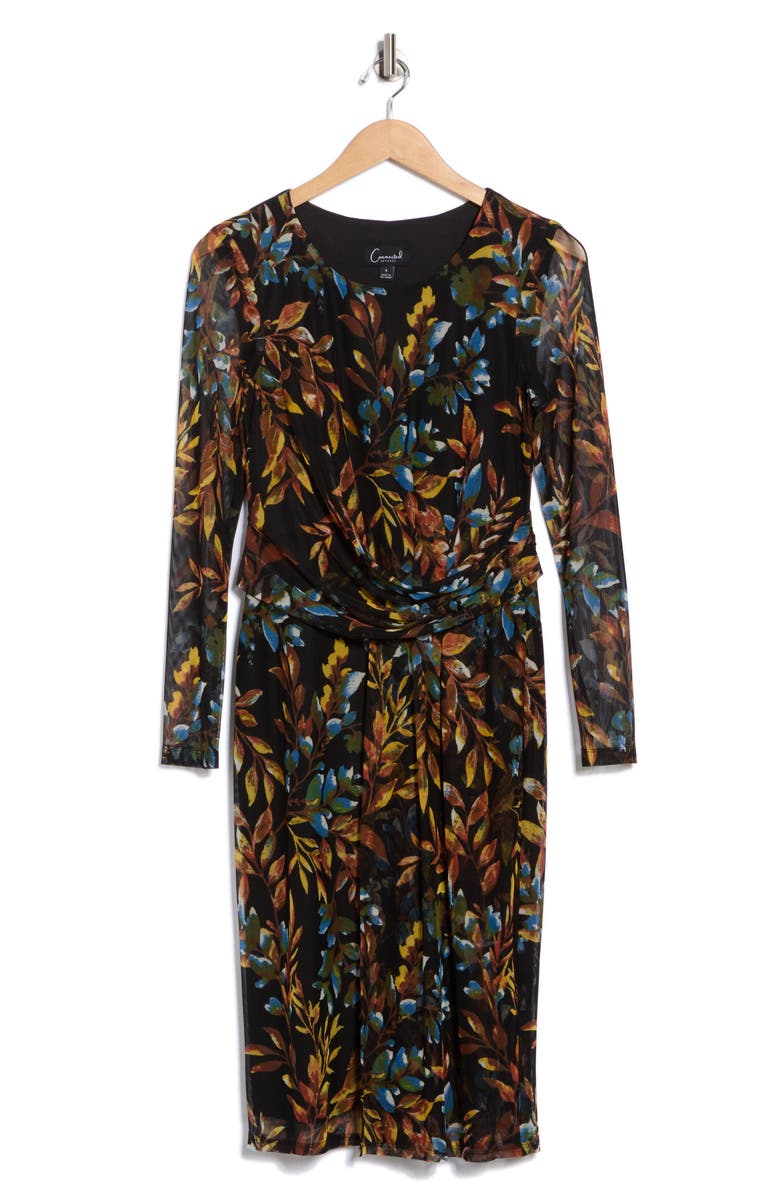 Connected Apparel Mesh Long Sleeve Dress, Alternate, color, Spice