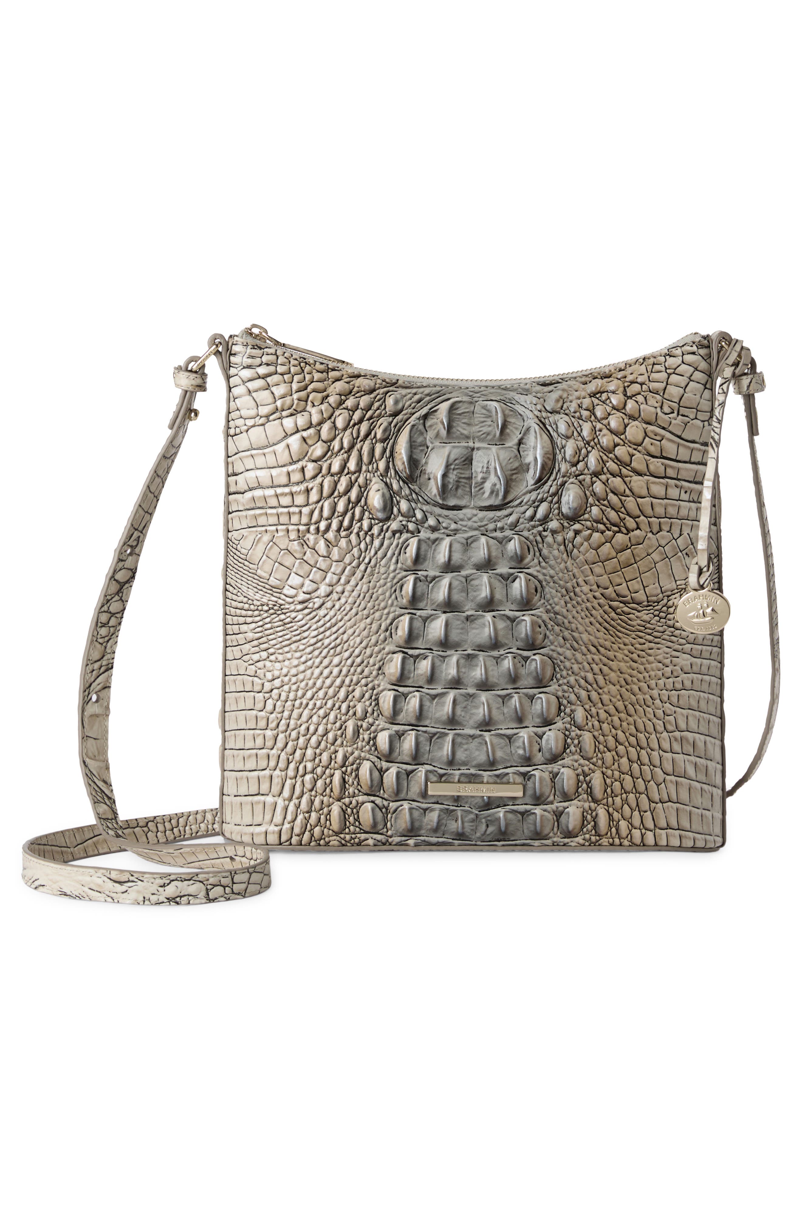 Katie Croc Embossed Leather Crossbody Bag, Alternate, color, FOSSILIZED