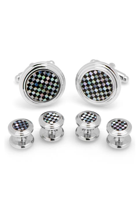 Onyx & Mother-of-Pearl Shirt Studs & Cuff Links