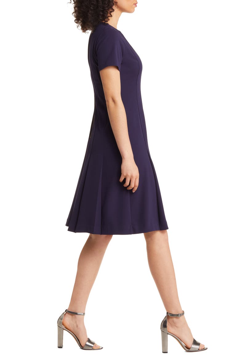 Stretch Crepe Fit & Flare Dress, Alternate, color, MIDNIGHT NAVY