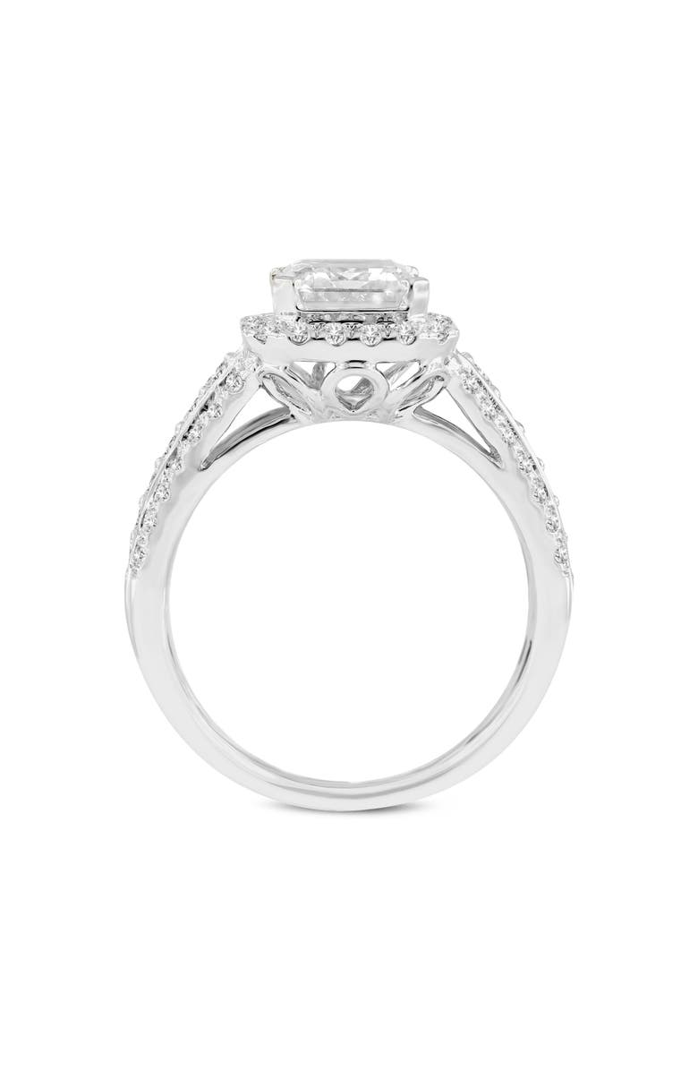LuvMyJewelry Nare 14K White Gold Emerald Cut Lab Grown Diamond Halo Engagement Ring - 4 Ct, Alternate, color,