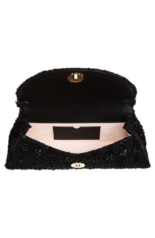 Simone Rocha Pochette Valentine Glitter Tweed Shoulder Bag In Black