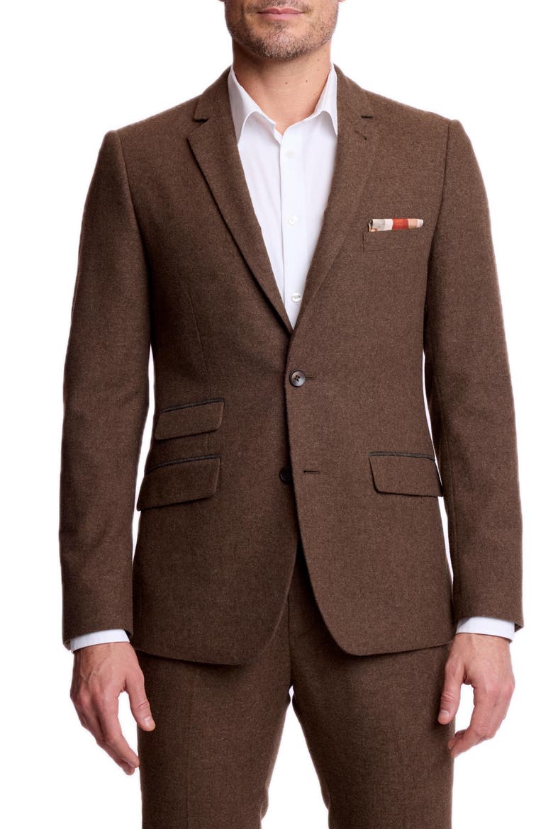 Dover Slim Notch Tweed Suit Jacket, Main, color, BROWN TWEED