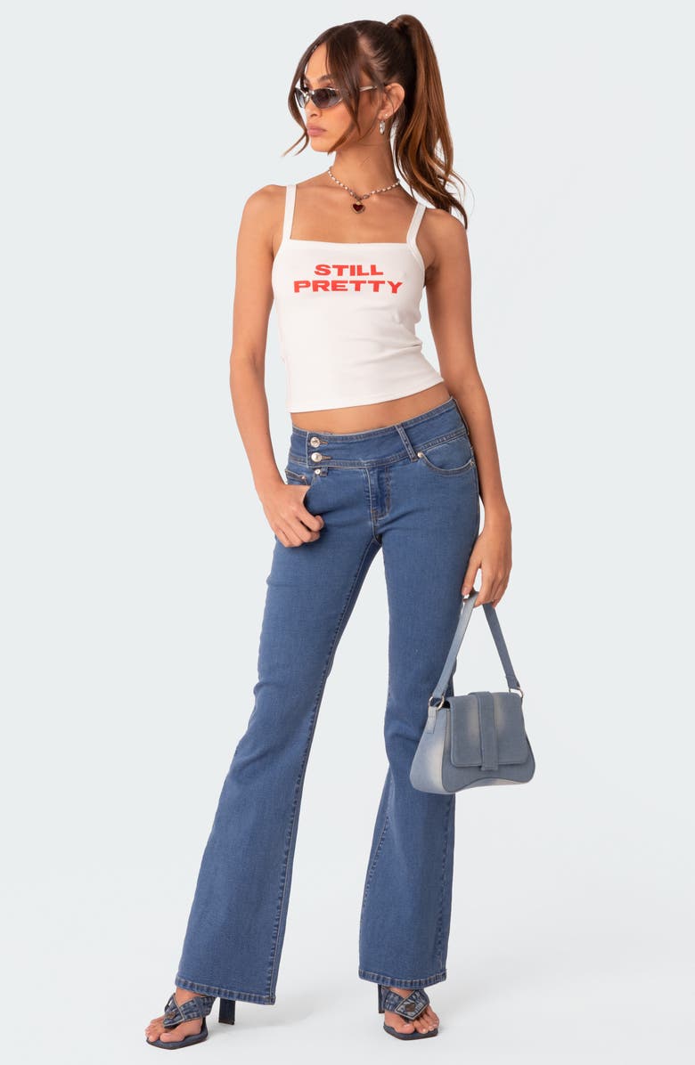 EDIKTED Doll Low Rise Flare Leg Jeans, Alternate, color,