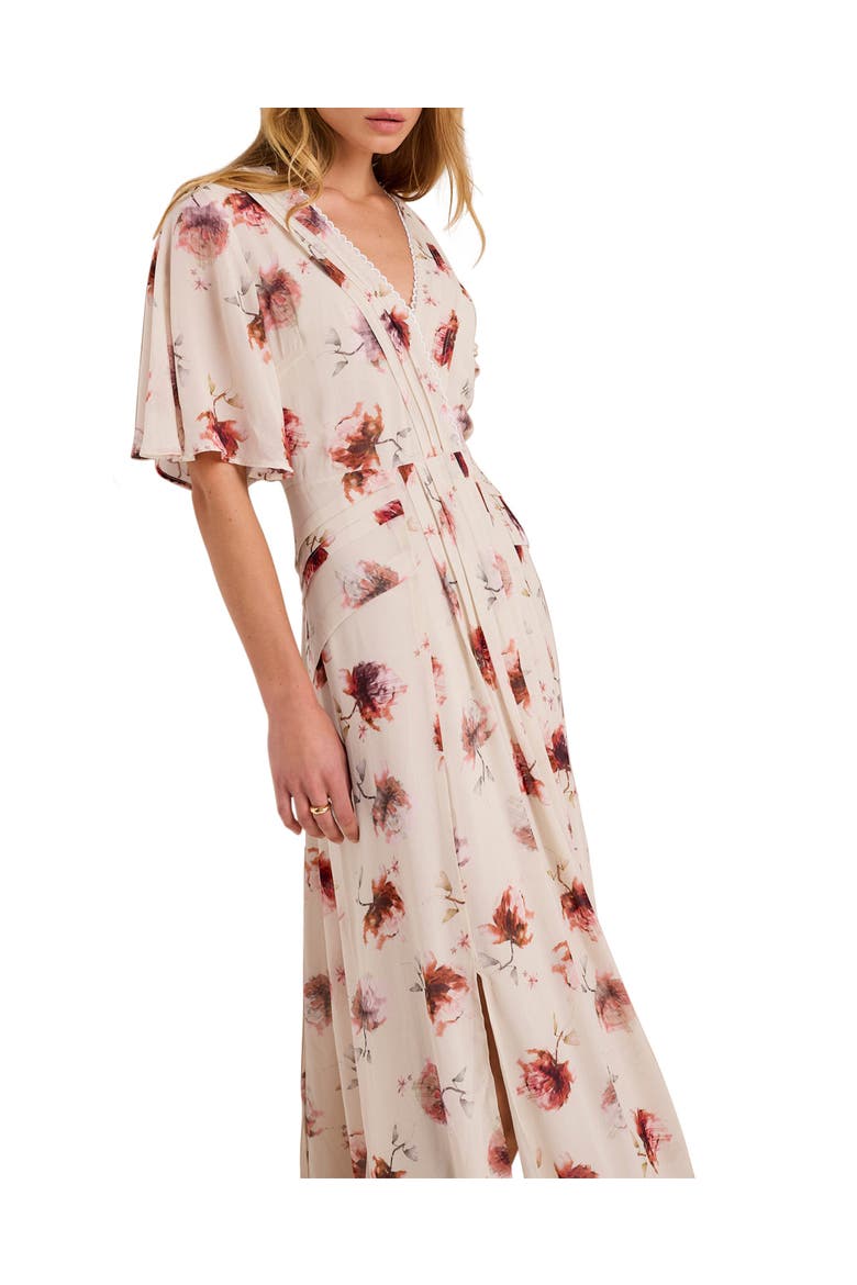 Soft Bloom Button-Front Midi Dress, Alternate, color, Cream