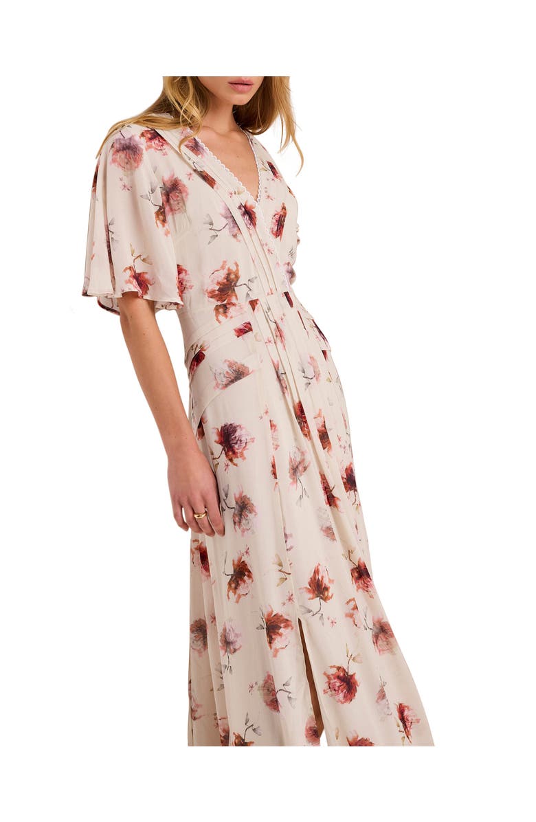 MINT VELVET Soft Bloom Button-Front Midi Dress, Alternate, color, Cream