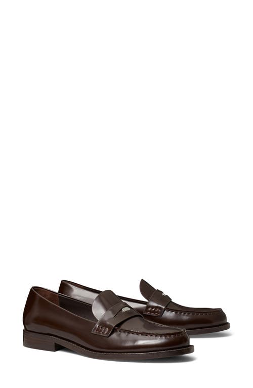 Tory Burch Penny Leather Loafers In Brown