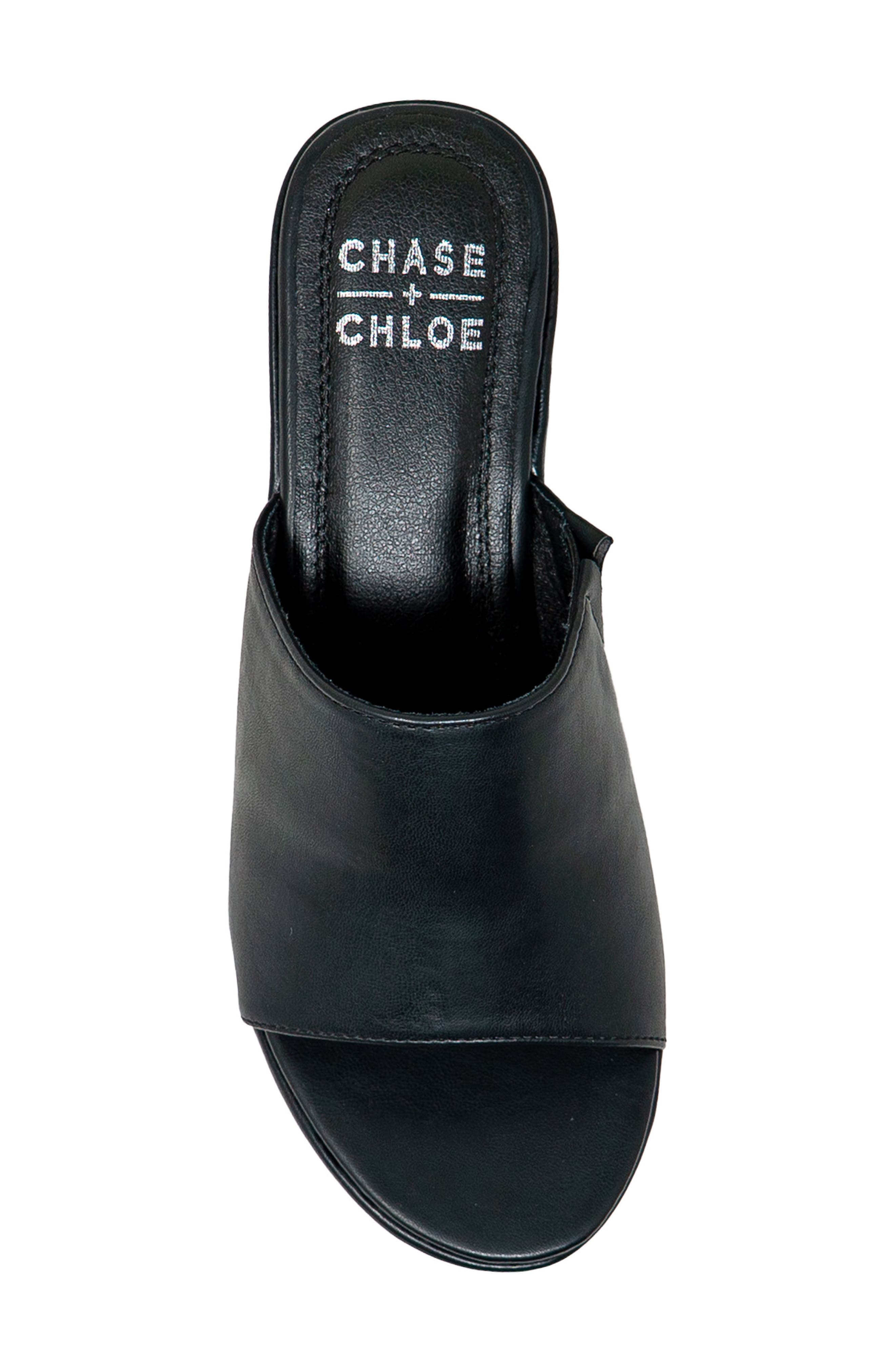 CHASE AND CHLOE Nelly Platform Slide Sandal, Alternate, color, Black Pu