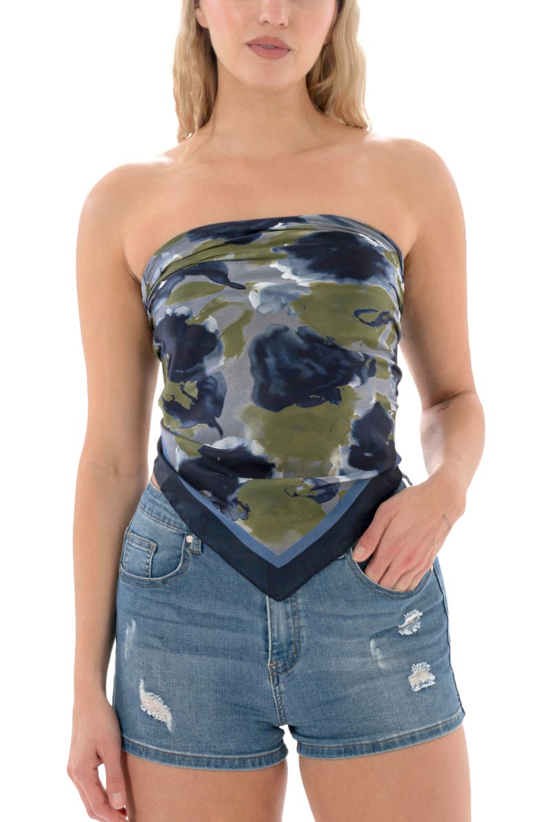 MARCUS ADLER Floral Satin Square Scarf, Alternate, color, Blue