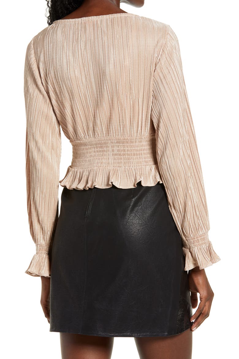 Plissé Smocked Top, Alternate, color, TAN TAUPE
