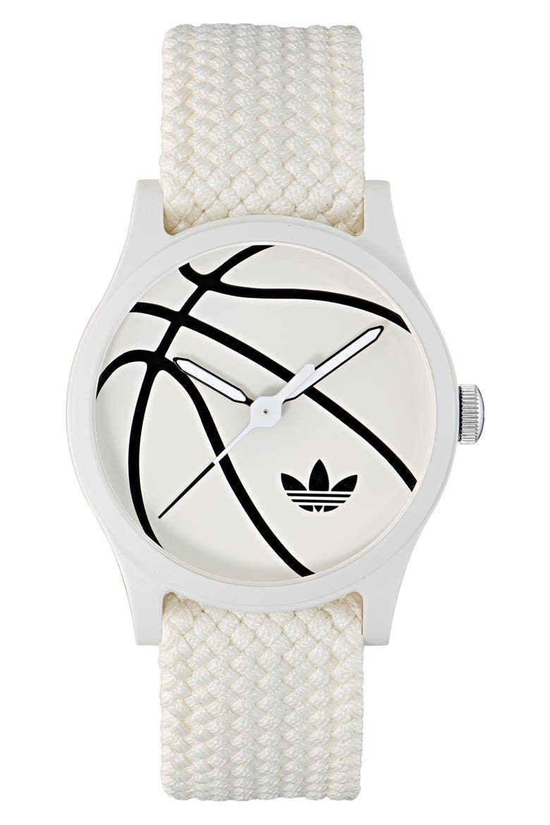 AO Style White Basketball Dial Webbing Strap Watch, 39mm, Main, color, WHITE