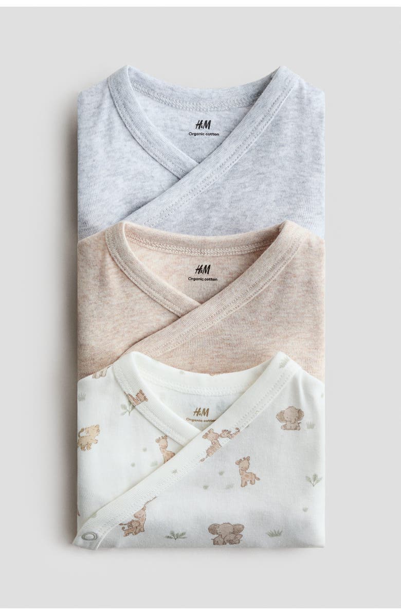 H&M 3-pack Wrapover Bodysuits, Alternate, color, 