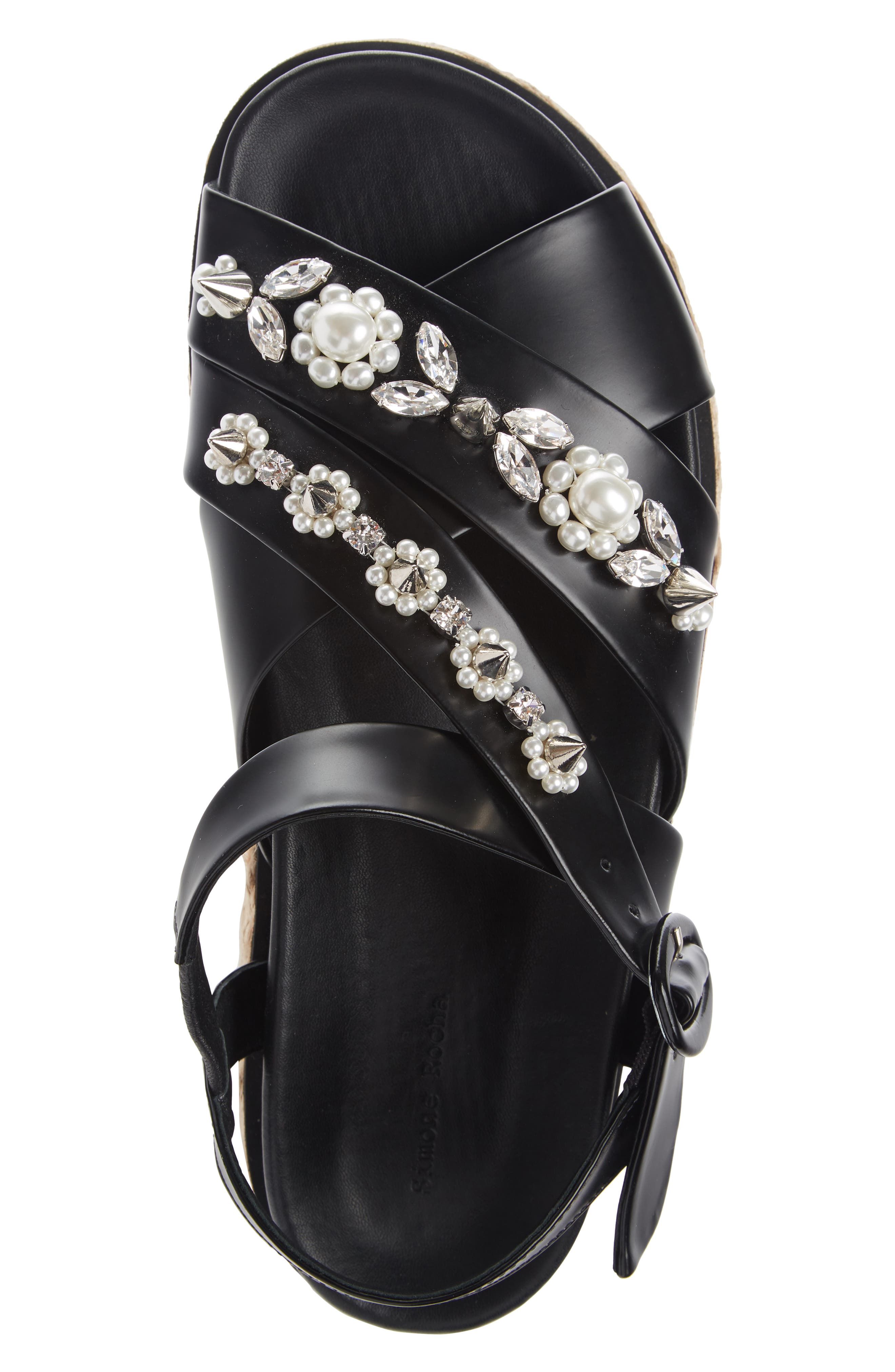 Simone Rocha Embellished Platform Espadrille Sandal, Alternate, color, 
