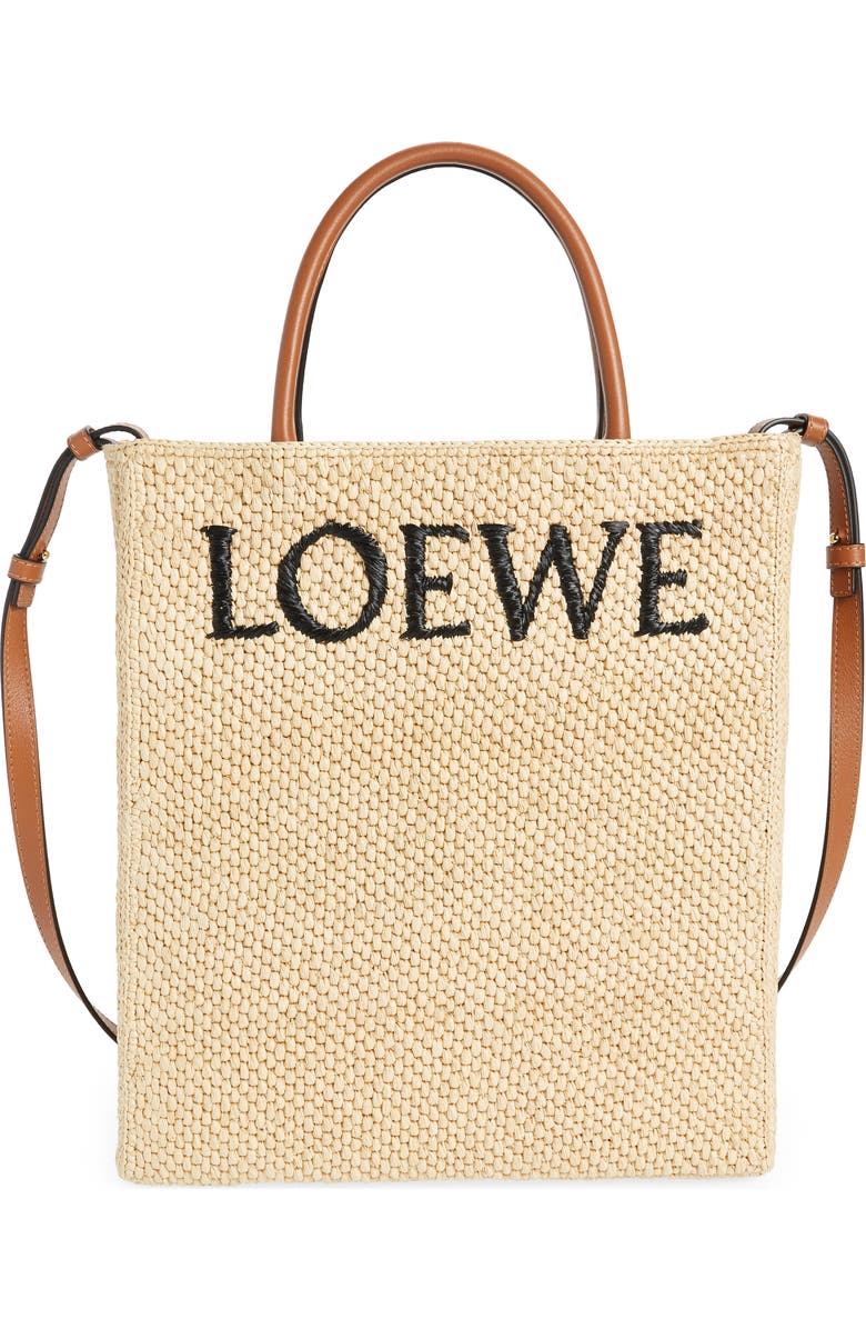 Loewe A4 Raffia Tote, Main, color,