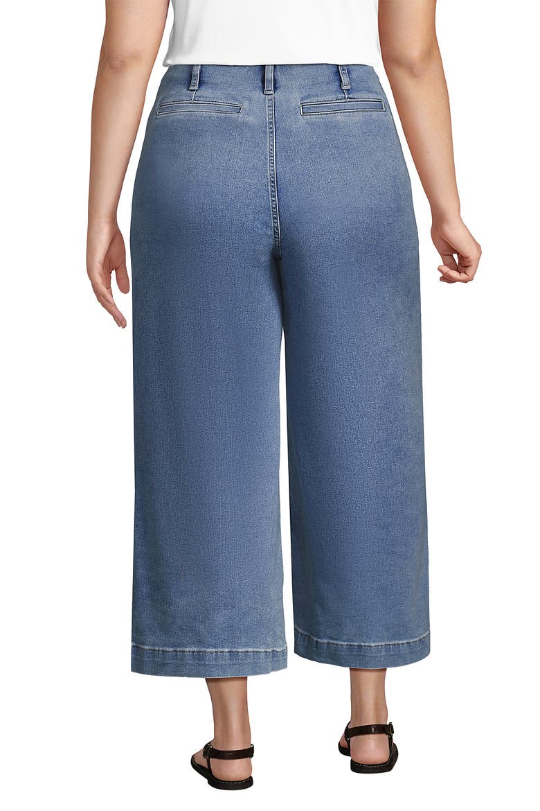 Plus Size Recover Denim High Rise Patch Pocket Extra Wide Leg Crop Jeans, Alternate, color, Lake Blue Wash