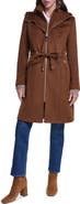 Cole Haan Signature Hooded Wool Blend Zip Up Coat