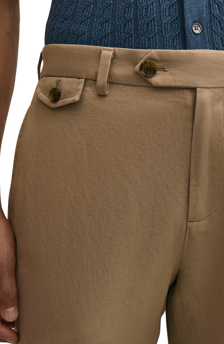Brooks Brothers Flat Front Linen & Cotton Twill Chinos, Alternate, color, Weathered Teak