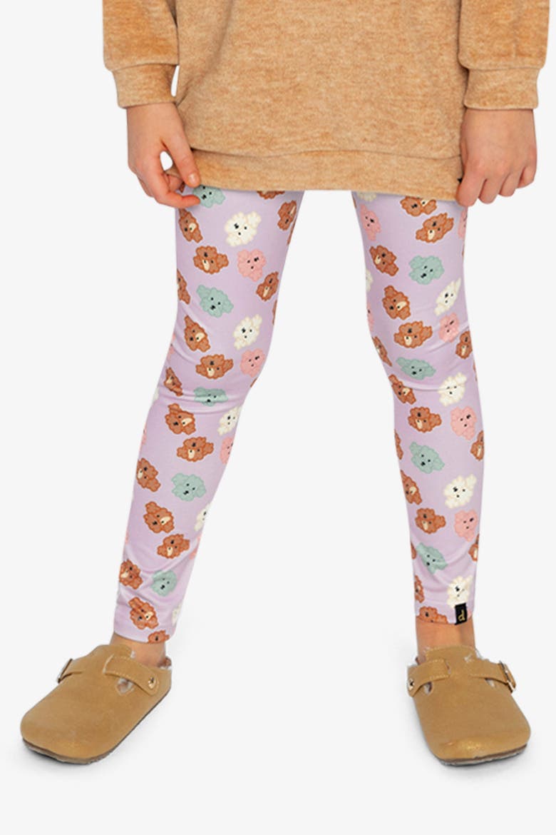 Organic Cotton Poodle Back Pocket Elastic Waist Leggings, Alternate, color, Purple Poodle Print