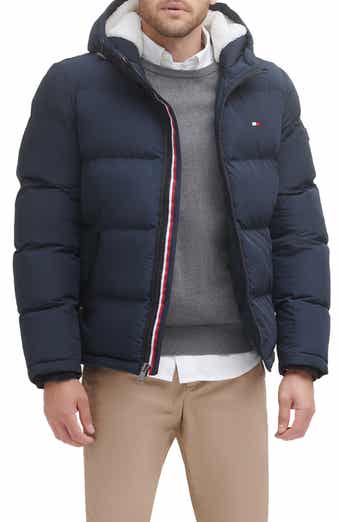 Hooded Puffer Jacket with Faux Shearling Lining