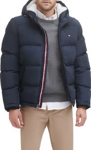 Tommy Hilfiger Hooded Puffer Jacket with Faux Shearling Lining