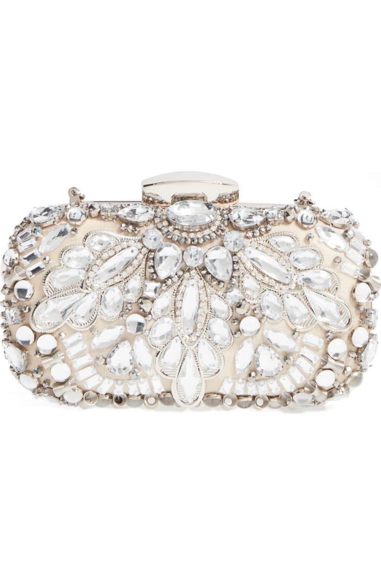 ZZDNU Natasha Couture Natasha Couture Crystal Embellished Frame Clutch, Main, color,