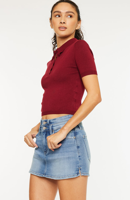 Kancan Maggie High Rise Skort In Medium Wash