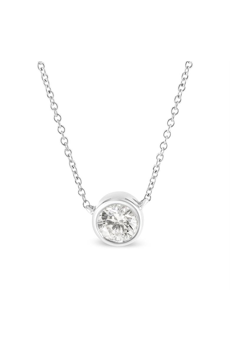 Haus of Brilliance 10K White Gold 1/3 Cttw Round Bezel-Set Diamond Solitaire Pendant Necklace, Main, color, White