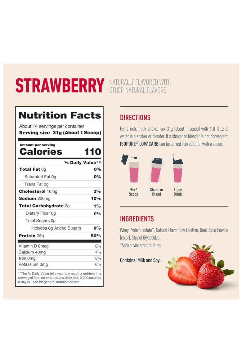 Low Carb High Protein Strawberry Whey Isolate Powder, Alternate, color, None