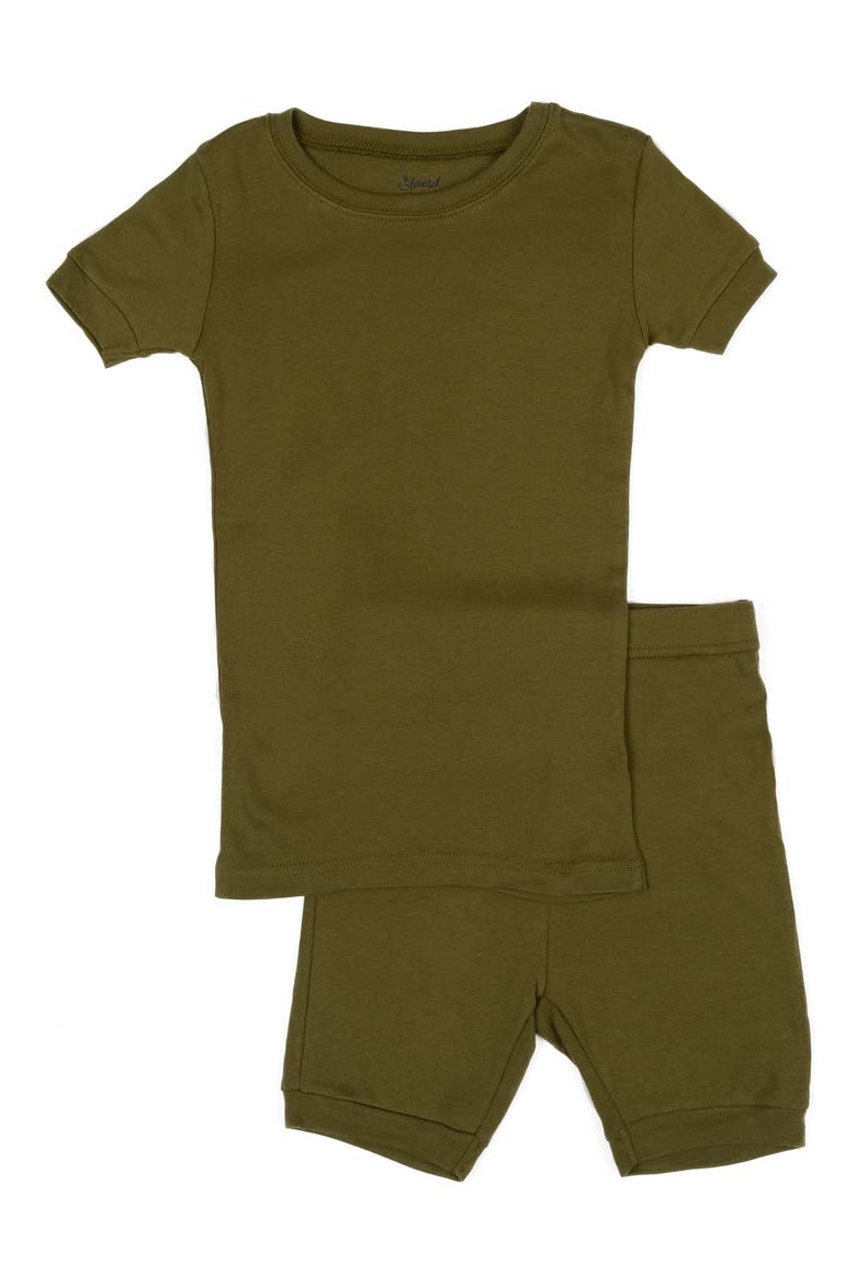 Kids Short Sleeve Cotton Solid Matching Family Pajamas, Main, color, OLIVE
